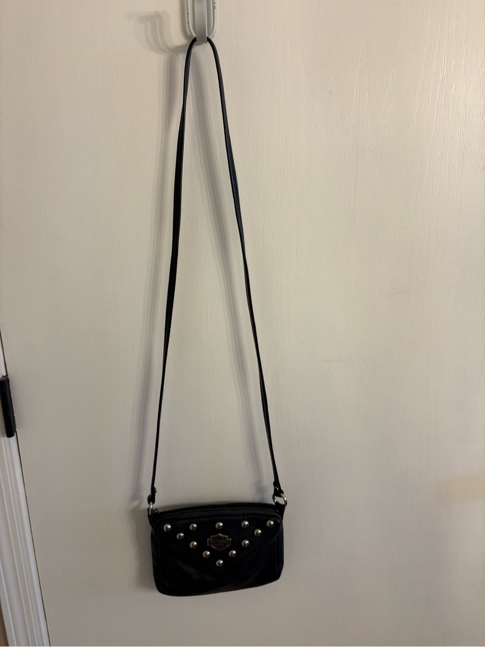 Harley-Davidson Black Leather Crossbody with Silver Studs